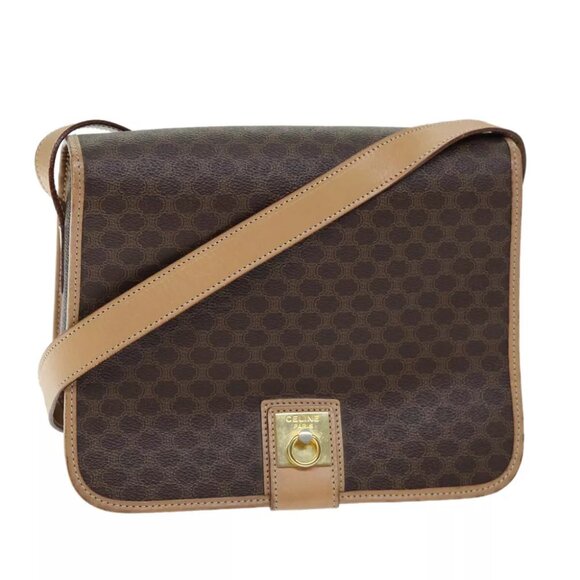 CELINE Macadam Canvas Shoulder Bag PVC Brown Auth am6264 - Picture 1 of 13